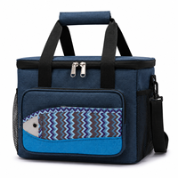 Nouvelle sacoche isotherme portable en cuir, style japonais, imprimé poisson, pour boîte à lunch, bento et canettes, étanche, pour l'extérieur