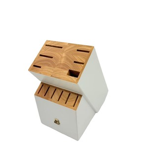 Porte-couteaux en bois 20x13x21,5 cm, support de rangement double couche pour la cuisine - Product Image 1