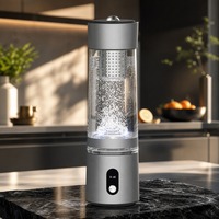 Bouteille Générateur d'Eau Hydrogénée SPE PEM en Aluminium 3000-6000ppb, Base Détachable Batterie/USB, Usage Domestique et Extérieur, 450mL, Vente en Gros
