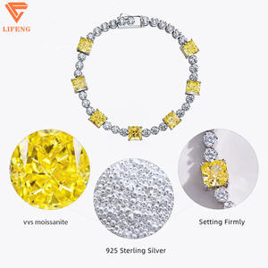 Moda mujer 925 plata esterlina moissanita joyería chapado en oro Amarillo Blanco piedra preciosa diamante pulsera perla piedra collares - Product Image 1