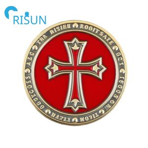 Fabricación de moneda de Jesucristo de Metal Cruz cristiana personalizada <span class=keywords><strong>Caballero</strong></span> Templario Cruz Roja desafío moneda medallón moneda religiosa - Product Image 4