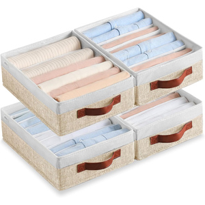 Cotton Linen Multi-Grid Storage <b>Box</b> 6/7/20 Grids Underwear <b>Socks</b> Household Wardrobe Organization Closet - Product Image 1