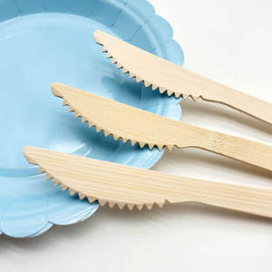 Ensemble de couverts jetables biodégradables en bambou de qualité alimentaire naturel, cuillère, fourchette, couteau pour les dîners modernes - Product Image 3
