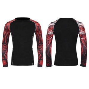Haut <span class=keywords><strong>de</strong></span> compression à manches longues pour homme, col ras du cou, manches imprimées, pour grappling, entraînement, <span class=keywords><strong>gym</strong></span>, sport athlétique, sur mesure - Product Image 2