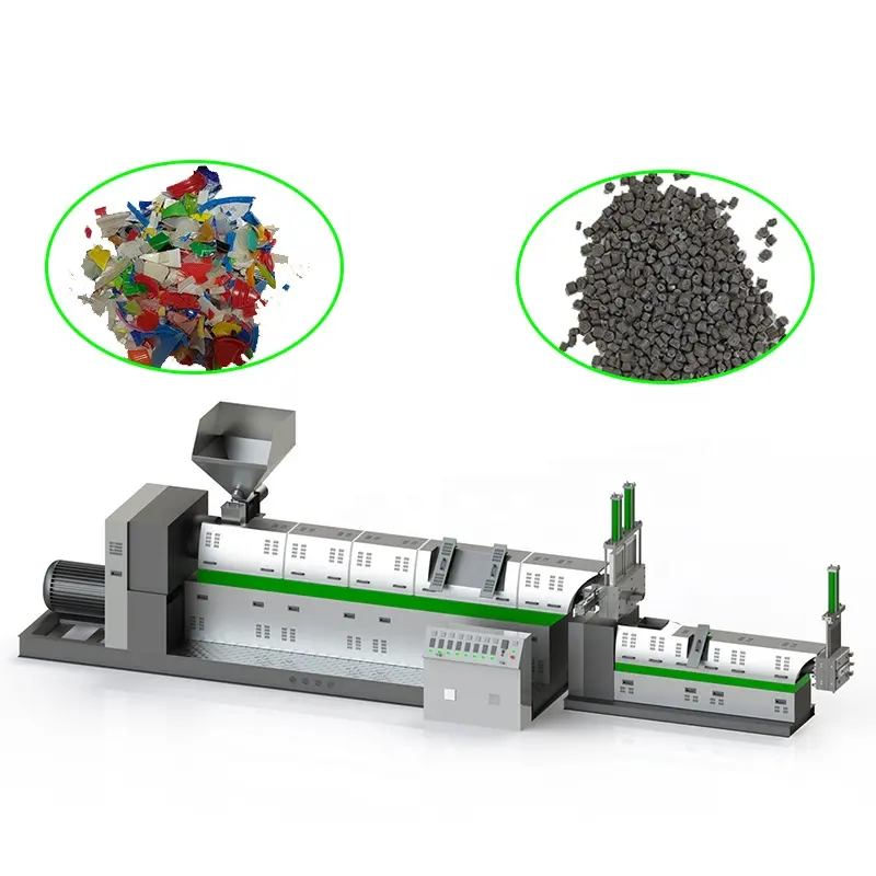 100-500KG Máquina de granulación de plástico de reciclaje de residuos de plástico de doble etapa Costo de gran capacidad de plástico