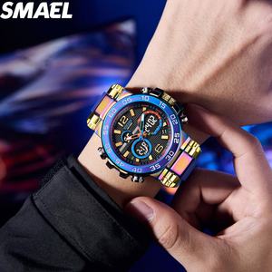 Montre sport SMAEL 8106, nouveau design tendance, double fuseau horaire, analogique-digitale pour homme, alarme, calendrier lumineux. - Product Image 2