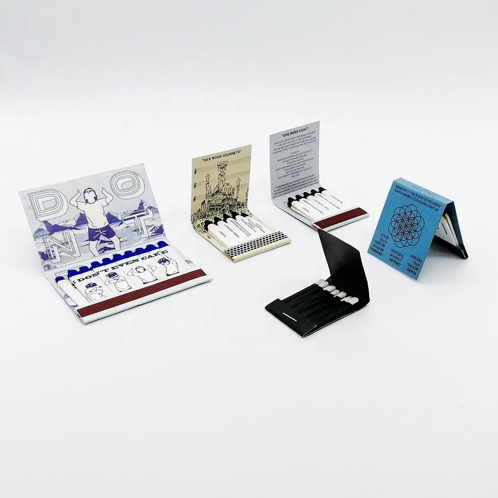 Livros de fósforos coloridos de alta qualidade para livros, palitos de papel personalizados de 4,8 cm
