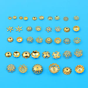 18K Or Fleur Perle Bracelet Accessoires Cuivre Plaqué Or Creux Fleur Cap DIY À La Main Entretoise Bijoux Résultats Composants - Product Image 3