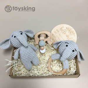 Mignon doux Crochet animaux jouets 100% fait à la main Crochet coton éléphant poupée <span class=keywords><strong>laine</strong></span> Animal en peluche jouet pour enfants au crochet poupées - Product Image 2