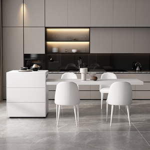 โต๊ะรับประทานอาหารอะคริลิคทรงสี่เหลี่ยม Delifeng สีขาวบริสุทธิ์ หนา 5 ซม. ดีไซน์แผ่นหิน โครงสร้างมินิมอล แข็งแรง ทนทาน - Product Image 4