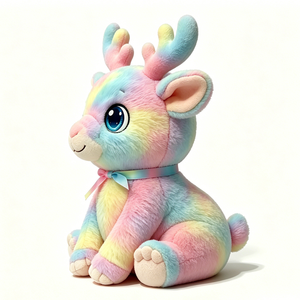 Peluche de ciervo arcoíris personalizado, reno de peluche con degradado pastel, ciervo de peluche colorido, muñeco de ciervo arcoíris con efecto tie-dye - Product Image 5