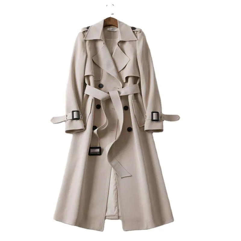 Elegant Light Fashion Korean Style Mid-Length Trench Coat Women's Spring Fall Fashion Belted Coat