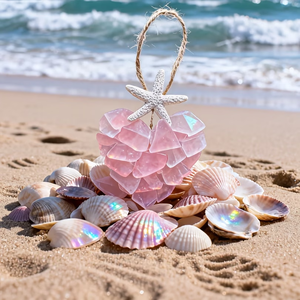 2 piezas de corazón decorativo hecho de vidrio marino rosa para colgar en el Día de San Valentín, 7 pulgadas, perfecto como adorno para primavera y verano - Product Image 5