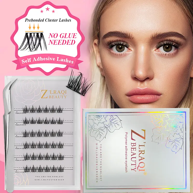 Geen Irritatie Geen Allergieën Herbruikbare Zelfklevende Diy Lash Cluster Segment Faux Mink Fan Wimpers Fan Zijde Nerts Lash Extensions