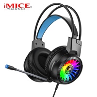Headset Gaming IMICE untuk PUBG PS4 dan PC; Stereo Berkabel Over-Ear dengan Pencahayaan RGB Khusus dan Peredam Kebisingan Aktif
