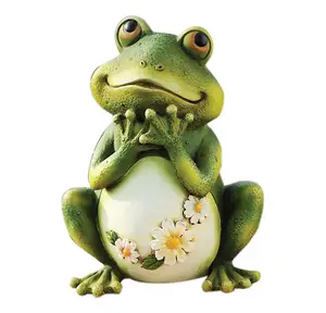 Polyresin Garden Decoration Frog Sitting Up Resin Garden Statue