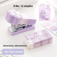 Agrafeuse manuelle mini couleur dégradée macaron, facile à utiliser, format griffe de chat, fournitures de reliure portables pour étudiants et usage de bureau
