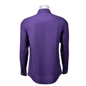 Camisa de esmoquin de negocios de sarga sólida para hombre, camisa de manga larga DP sin Iron, 100% de algodón, RTS