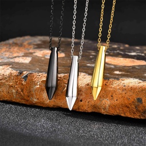 Gold-Plated Stainless Steel Bullet Head Pendant <b>Necklace</b> Claw Inlay Geometric Link Chain <b>for</b> Women <b>Men</b> <b>for</b> Christian - Product Image 5