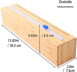 Sturdy and Reusable Bamboo Wood Plastic <strong>Cling</strong> Wrap <strong>Dispenser</strong> With Slide Cutter Also for 12 Inch Aluminum Foil - Product Image 5