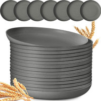 Assiettes en paille de blé incassables, 6 pièces, 20 cm, assiettes rondes en plastique réutilisables, ensemble d'assiettes à dîner en PP