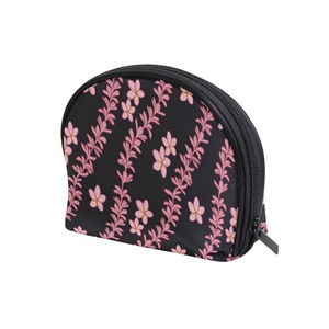 Fashion Pink Leaves Flower Change Purse <b>Small</b> Travel Makeup Bag Zipper Pouch Mini Purse Storage Organizer Half Moon Cosmetic Bag - Product Image 2