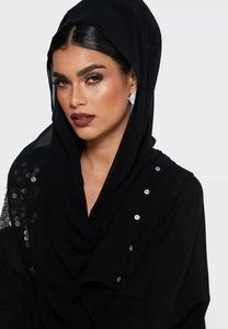 Nouveau modèle d'abaya de Dubaï abaya de luxe ouverte sur le devant avec sequins noirs pour femmes musulmanes - Product Image 5