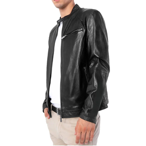 Chaqueta de Cuero para Hombre Trex Exports, Estilo Urbano, Cuello Alto, Diseño Personalizado de Invierno, Servicio ODM, Botón Único, Algodón - Product Image 2