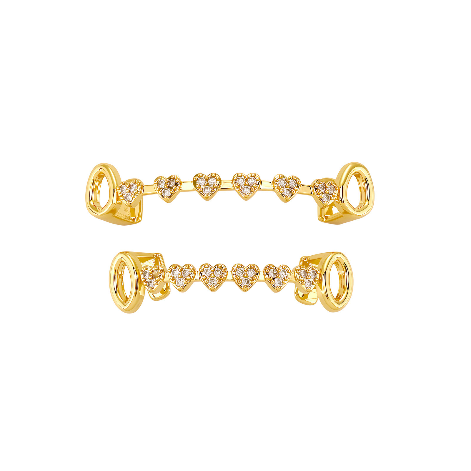 Diamant blanc doré serti de 2 jeux de colle à dents-filles