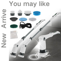 Brosse de Nettoyage Électrique Rotative sans Fil Rechargeable avec Manche d'Extension et Brosses Adaptatives