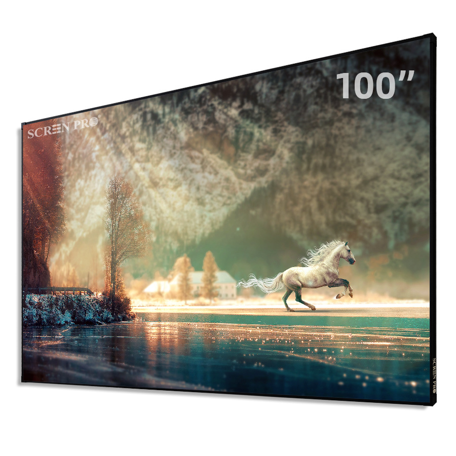 <strong>100</strong>-<strong>Inch</strong> Fixed Frame CLR UST <strong>Projector</strong> Screen 4K Ultra HD, T-PRISM Technology, Optimized for Ultra <strong>Short</strong> <strong>Throw</strong> <strong>Projectors</strong>
