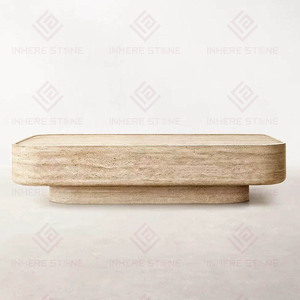 Hiện đại wabi-sabi sang trọng cao cấp Đồ nội thất nhà bán buôn hình chữ nhật ý màu be travertine Đá Cẩm Thạch Bàn cà phê hình chữ nhật - Product Image 3