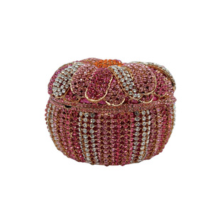 Sac de soirée pour femme, motif floral, strass, pochette scintillante perlée, sac à main en forme de boîte pour soirée - Product Image 1