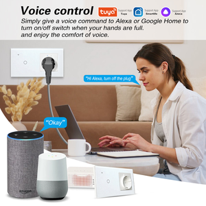 Interrupteur intelligent WiFi LangYeao et <span class=keywords><strong>prise</strong></span> EU type C USB 16A avec surveillance de la consommation d'énergie, panneau en verre trempé, compatible avec <span class=keywords><strong>Tuya</strong></span> Alexa Google Home - Product Image 3