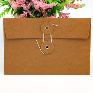 Enveloppes à cordes Enveloppe en papier <span class=keywords><strong>kraft</strong></span> avec ficelle et botton - Product Image 3