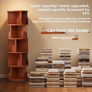 Estantería Giratoria de Bambú de 360 Grados, Mueble de Almacenamiento Móvil para Sala de Estar, Estantería de 50 cm de Diámetro - Product Image 3