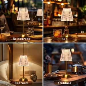 Wholesale Cordless <b>Table</b> Lamp Rechargeable Battery Operated 3 Color Modes Stepless Dimmable LED Touch Portable Crystal Gold - Product Image 5