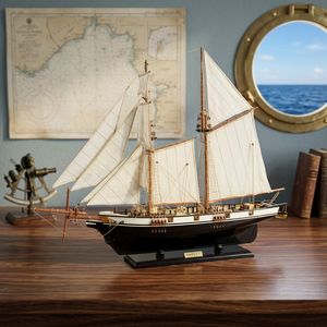 HARVEYE Maquette de bateau nautique historiquement fidèle en bois d'acacia, peinte à la main, décoration d'intérieur, boîtes en bois et panneaux muraux - Product Image 2