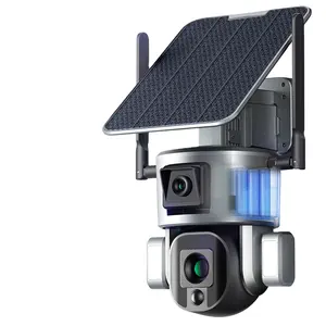 4K 8MP 4G/WIFI无线太阳能摄像机双镜头10倍光学变焦，太阳能电池板人形跟踪PTZ户外安全