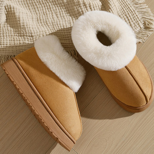 Zapatillas de invierno unisex con forro polar grueso, puntera circular, suela de PVC, ligeras, antideslizantes, cálidas y silenciosas para exterior e interior - Product Image 4