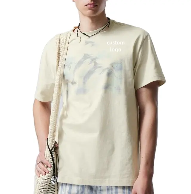 Customized tag Cotton Color digital direct injection logo short tee fashion top plus size Color Unisex Street wear men T Shirt