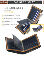 Baellerry dompet pria klasik ramping minimalis dompet kartu bisnis kecil lipat dua fungsional untuk pria kulit PU kualitas tinggi