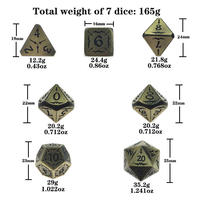 ZD308 jeux de Table donjons et Dragons dés scène réelle dés polyédriques colorés 7 pièces en laiton métal DND jeu de dés