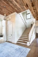 Escalier droit en bois avec garde-corps en verre trempé double, design moderne, prix d'usine, pour usage intérieur
