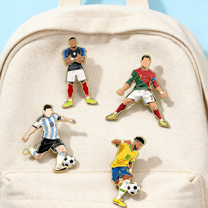 Insignias Esmaltadas Personalizadas con Temática de Estrellas del Fútbol, para Aficionados, Coleccionistas, Recuerdos del Equipo, Decoración Elegante para Ropa - Product Image 3