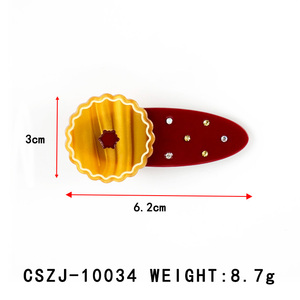 Pinza de pelo personalizada de acetato marrón de 6.2 cm, accesorio para el cabello con pedrería, personalizable con tu propio diseño. - Product Image 2