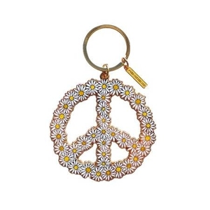 Portachiavi in Metallo Smaltato Personalizzato con Logo Aziendale, Nome, Lettera, Fiore, in Lega di Zinco Pressofusa 2D 3D, Pace e Amore, Margherita - Product Image 2