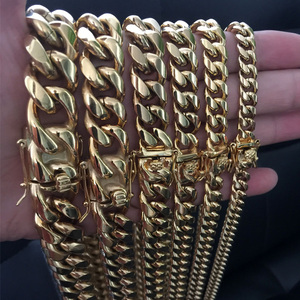 Hip Hop pesado 14k 18k chapado en oro de acero inoxidable cubano enlace cadena collar - Product Image 6