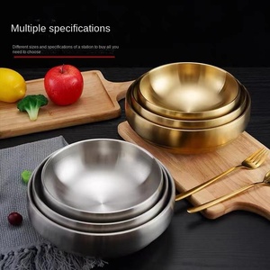 <span class=keywords><strong>Bol</strong></span> à ramen doré double couche en acier inoxydable de style coréen <span class=keywords><strong>bol</strong></span> à salade épaissi en poudre d'escargot pour soupe de riz aux nouilles froides - Product Image 4
