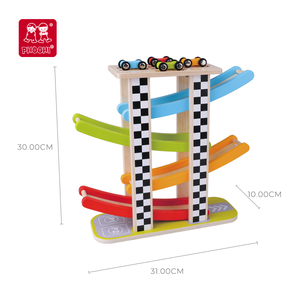 Juguete Educativo Preescolar para Niños, Torre Deslizante con Pista de Carreras de <span class=keywords><strong>Madera</strong></span>, Juego de <span class=keywords><strong>Madera</strong></span> con Pista de Carreras y Estacionamiento - Product Image 3